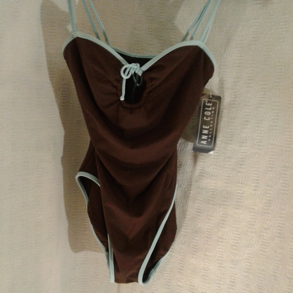 NEW!  Vintage - Anne Cole Vintage One-Piece Brown and Turquoise Swimsuit-Reduced